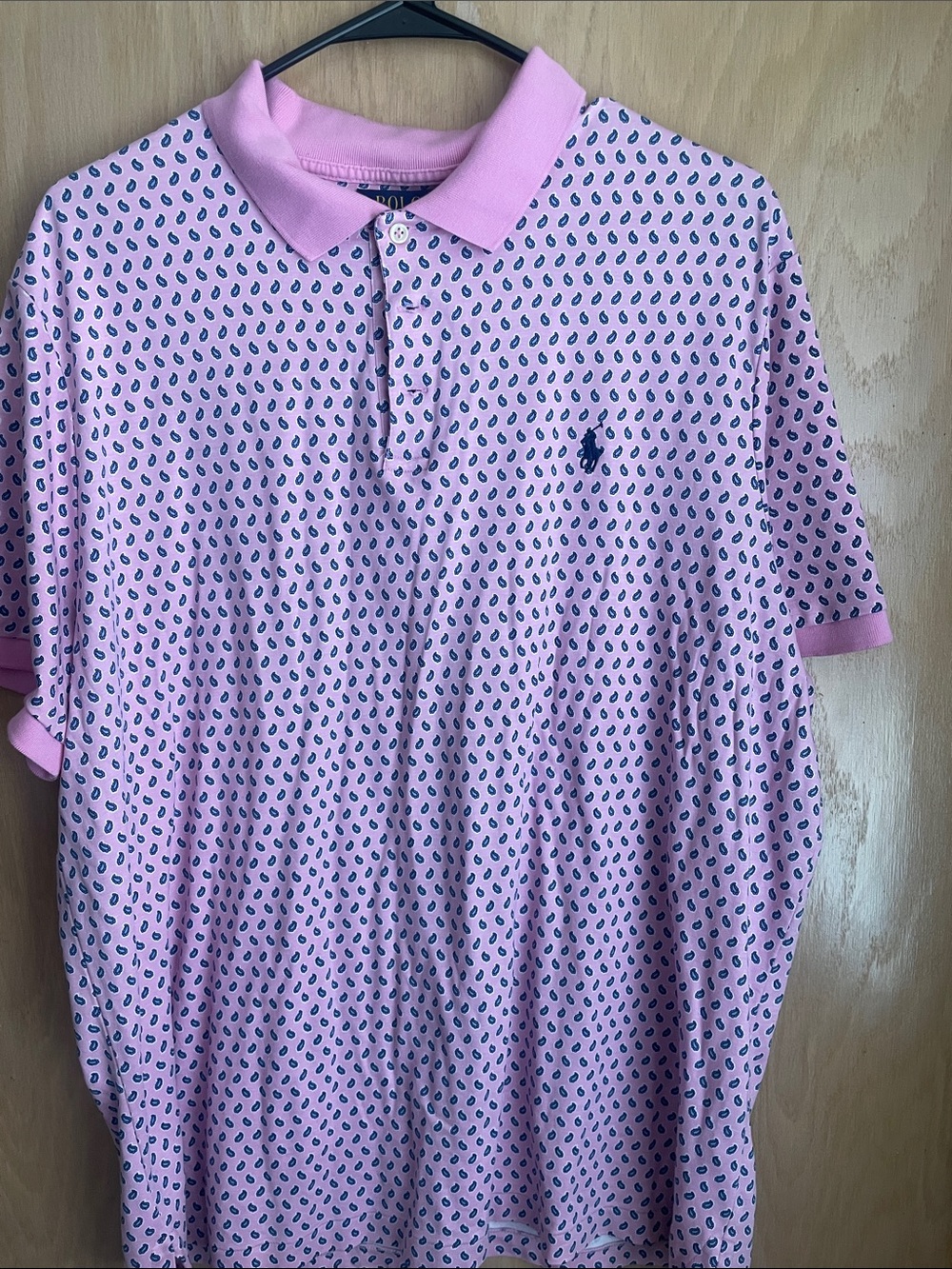 Ralph Lauren Pink Polo with Navy Teardrop Print